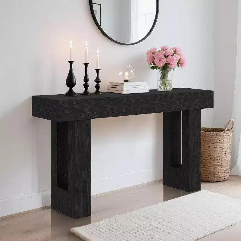 63 Long Console Table for Entryway, Wooden Rectangular Sofa Table Behind The Couch, Farmhouse Entryway Table for Entrance, Hallway, Living Room