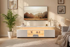 JVNOXK TV Stand for 70 Inch TV LED Gaming Entertainment Center Media Storage Console Table with Large Side Cabinet for Living Room White
