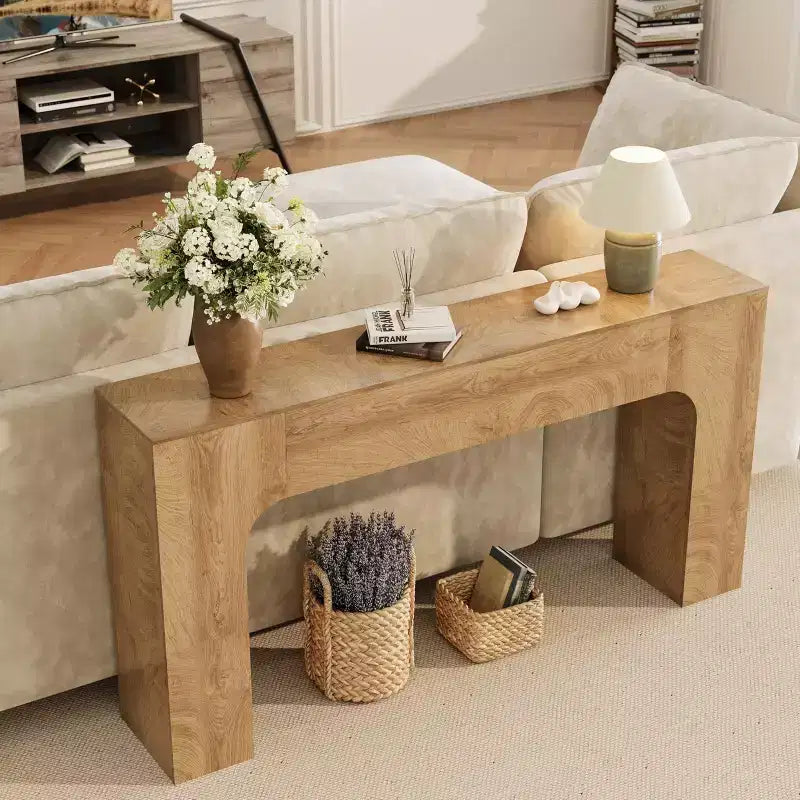 47/63 dans la console de table de ferme, Table d'entrée étroite en bois derrière le canapé, Meuble de couloir rustique mince pour les salons, les foyers et les appartements