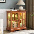 Vitrina antigua LED con puertas enrejadas, estantes ajustables y control Bluetooth para un diseño retro
