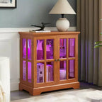 Vitrina antigua LED con puertas enrejadas, estantes ajustables y control Bluetooth para un diseño retro