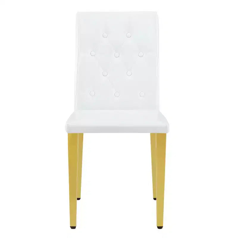 Juego de 2 sillas de comedor modernas tapizadas en PU con patas de metal dorado, lujosas sillas sin reposabrazos para cocina o comedor
