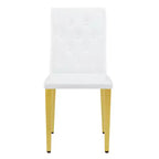 Juego de 2 sillas de comedor modernas tapizadas en PU con patas de metal dorado, lujosas sillas sin reposabrazos para cocina o comedor