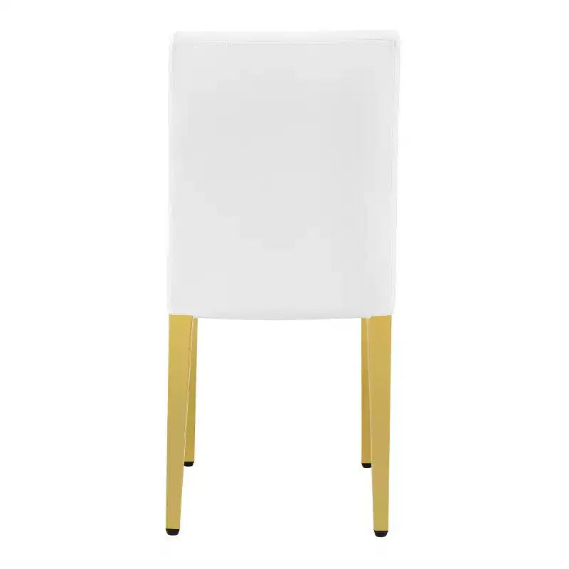 Juego de 2 sillas de comedor modernas tapizadas en PU con patas de metal dorado, lujosas sillas sin reposabrazos para cocina o comedor