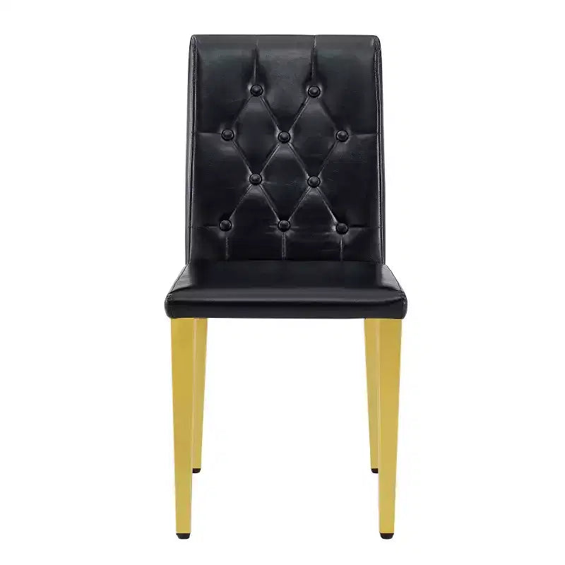 Juego de 2 sillas de comedor modernas tapizadas en PU con patas de metal dorado, lujosas sillas sin reposabrazos para cocina o comedor