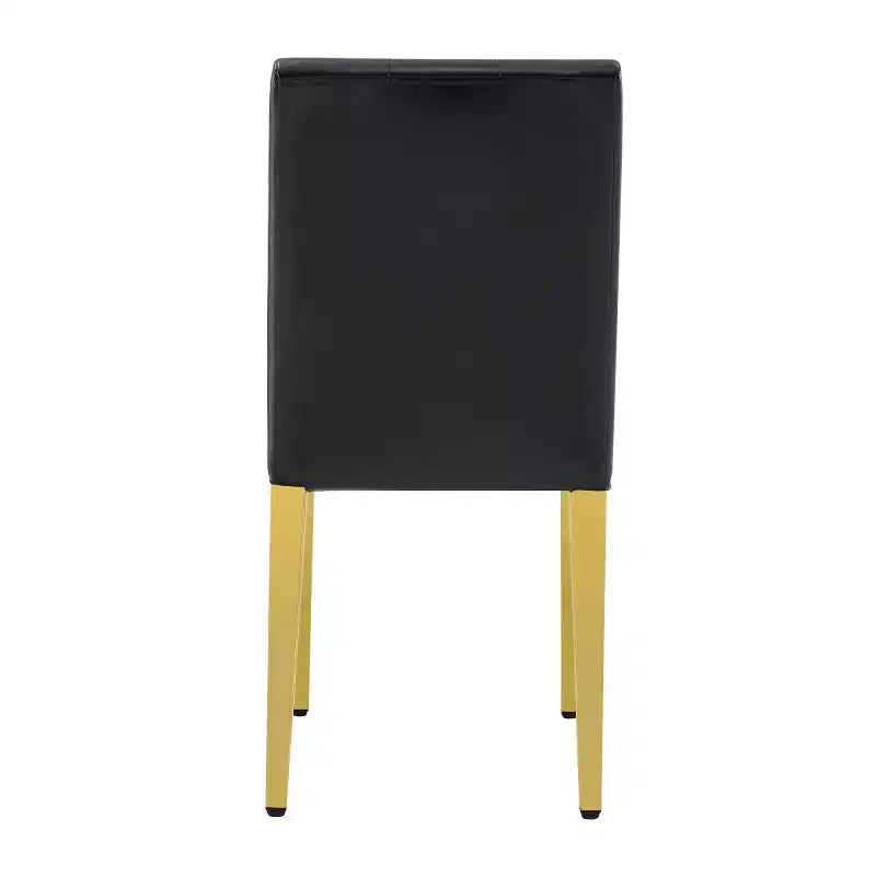 Juego de 2 sillas de comedor modernas tapizadas en PU con patas de metal dorado, lujosas sillas sin reposabrazos para cocina o comedor