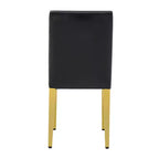 Juego de 2 sillas de comedor modernas tapizadas en PU con patas de metal dorado, lujosas sillas sin reposabrazos para cocina o comedor