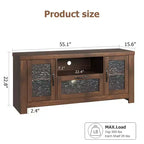 Mueble de TV estilo rústico para televisores de 55 pulgadas, centro de entretenimiento con puerta acrílica y estantes ajustables, aparador con almacenamiento para sala de estar