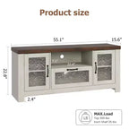 Mueble de TV estilo rústico para televisores de 55 pulgadas, centro de entretenimiento con puerta acrílica y estantes ajustables, aparador con almacenamiento para sala de estar