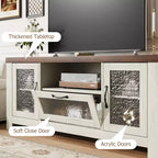 Mueble de TV estilo rústico para televisores de 55 pulgadas, centro de entretenimiento con puerta acrílica y estantes ajustables, aparador con almacenamiento para sala de estar