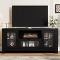 Farmhouse TV Stand for 55 Inch TV, Entertainment Center with Acrylic Door & Adjustable Shelves, Sideboard Buffet Storage Cabinet for Living Room