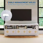 Mueble de TV Moderno de Mediados de Siglo de 70" para TV de 85" - Cajón Tallado con Tiradores de Cristal, Gestión de Cables, Capacidad de 220 libras, Centro de Medios de Madera MDF