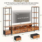 Muebles de TV para Sala de Estar, Mueble de TV LED con Estanterías, Centro de Entretenimiento Estilo Rústico para Televisores de 65 pulgadas, Gabinete de TV para Sala de Estar