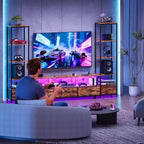 Muebles de TV para Sala de Estar, Mueble de TV LED con Estanterías, Centro de Entretenimiento Estilo Rústico para Televisores de 65 pulgadas, Gabinete de TV para Sala de Estar