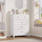 Cómoda de madera de 5 cajones con acabado natural, arcón de almacenamiento moderno para dormitorio, cuarto de bebé y pasillo