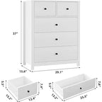 Cómoda de madera de 5 cajones con acabado natural, arcón de almacenamiento moderno para dormitorio, cuarto de bebé y pasillo