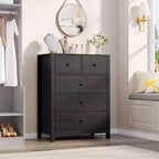 Cómoda de madera de 5 cajones con acabado natural, arcón de almacenamiento moderno para dormitorio, cuarto de bebé y pasillo