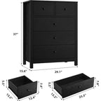 Cómoda de madera de 5 cajones con acabado natural, arcón de almacenamiento moderno para dormitorio, cuarto de bebé y pasillo