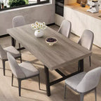Mesa de comedor rectangular de 70.87 pulgadas para 6-8 personas, mesa de comedor grande y larga con tablero de madera rústica, estructura de metal fuerte, estilo industrial moderno