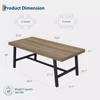 Mesa de comedor rectangular de 70.87 pulgadas para 6-8 personas, mesa de comedor grande y larga con tablero de madera rústica, estructura de metal fuerte, estilo industrial moderno