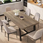 Mesa de comedor rectangular de 70.87 pulgadas para 6-8 personas, mesa de comedor grande y larga con tablero de madera rústica, estructura de metal fuerte, estilo industrial moderno