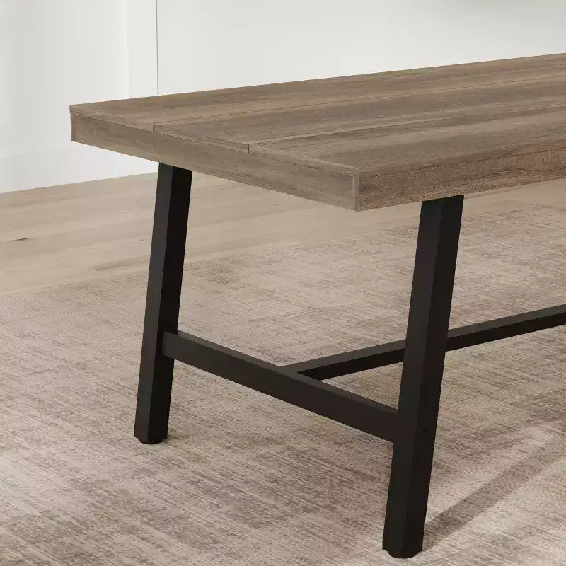 Mesa de comedor rectangular de 70.87 pulgadas para 6-8 personas, mesa de comedor grande y larga con tablero de madera rústica, estructura de metal fuerte, estilo industrial moderno