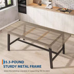 Mesa de comedor rectangular de 70.87 pulgadas para 6-8 personas, mesa de comedor grande y larga con tablero de madera rústica, estructura de metal fuerte, estilo industrial moderno