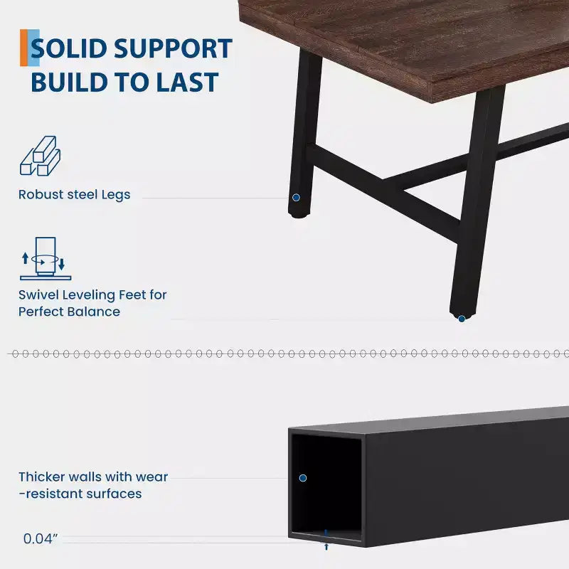 Mesa de comedor rectangular de 70.87 pulgadas para 6-8 personas, mesa de comedor grande y larga con tablero de madera rústica, estructura de metal fuerte, estilo industrial moderno