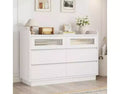 6-Drawer Dresser for Bedroom | 47.2 Wooden Closet Storage Chest with 2 Glass Drawers for Hallway, Entryway & Organization