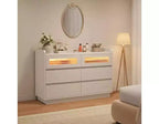 Cómoda de 6 cajones para dormitorio | Armario de madera de 47,2" con 2 cajones de cristal para pasillo, entrada y organización