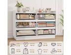 Cómoda de 6 cajones para dormitorio | Armario de madera de 47,2" con 2 cajones de cristal para pasillo, entrada y organización