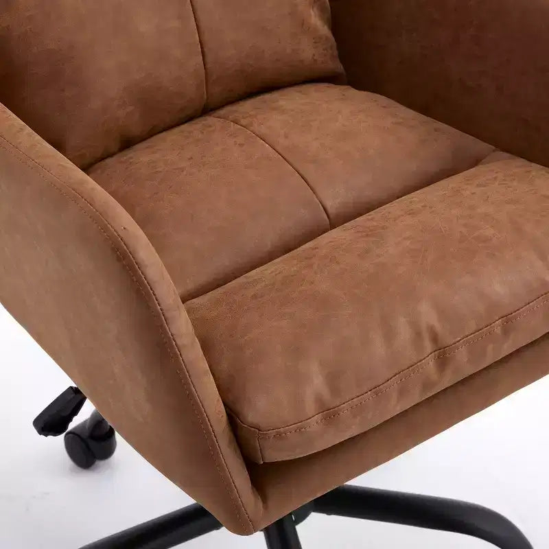 Silla de oficina de cuero sintético de primera calidad con ajuste de altura - Adecuada para usar en oficinas, dormitorios, tocadores y otros entornos interiores