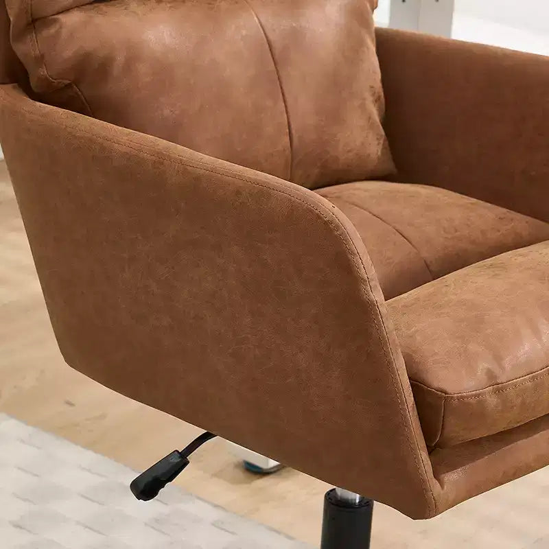 Silla de oficina de cuero sintético de primera calidad con ajuste de altura - Adecuada para usar en oficinas, dormitorios, tocadores y otros entornos interiores