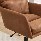 Silla de oficina de cuero sintético de primera calidad con ajuste de altura - Adecuada para usar en oficinas, dormitorios, tocadores y otros entornos interiores