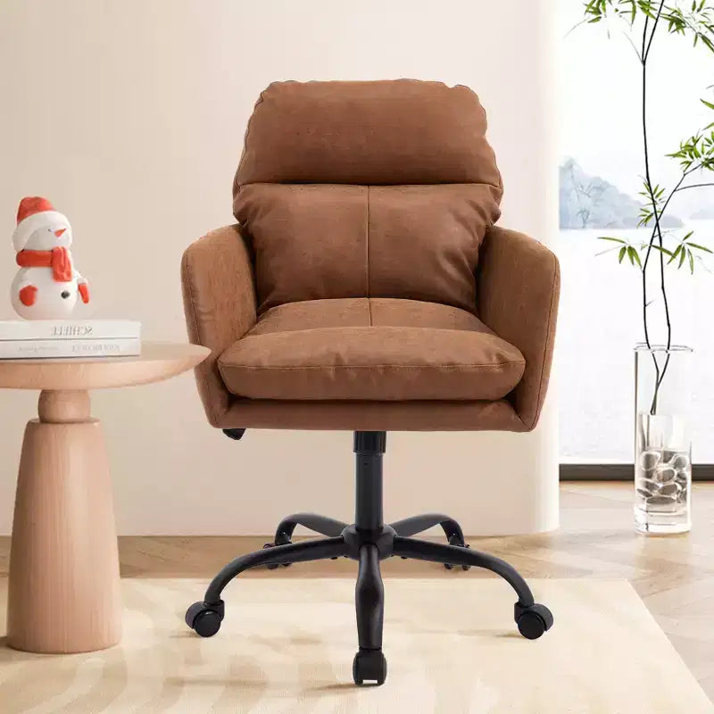Silla de oficina de cuero sintético de primera calidad con ajuste de altura - Adecuada para usar en oficinas, dormitorios, tocadores y otros entornos interiores