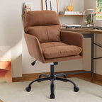 Silla de oficina de cuero sintético de primera calidad con ajuste de altura - Adecuada para usar en oficinas, dormitorios, tocadores y otros entornos interiores