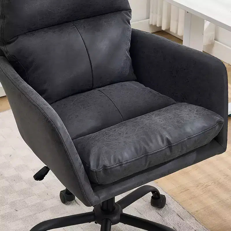 Silla de oficina de cuero sintético de primera calidad con ajuste de altura - Adecuada para usar en oficinas, dormitorios, tocadores y otros entornos interiores