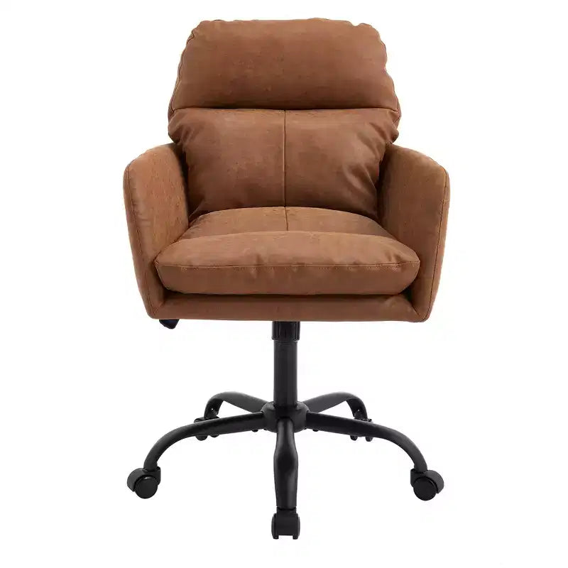 Silla de oficina de cuero sintético de primera calidad con ajuste de altura - Adecuada para usar en oficinas, dormitorios, tocadores y otros entornos interiores