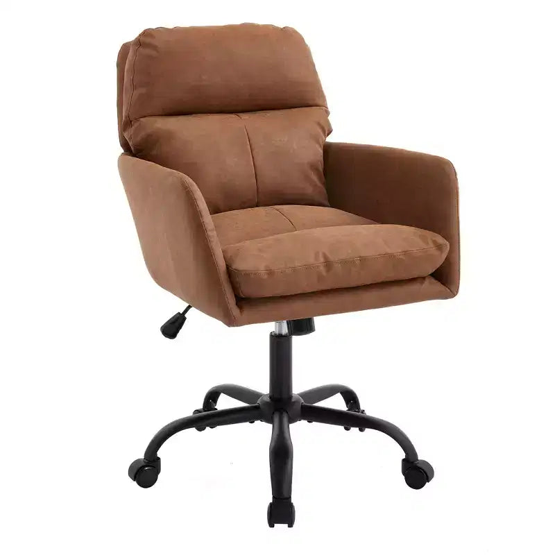 Silla de oficina de cuero sintético de primera calidad con ajuste de altura - Adecuada para usar en oficinas, dormitorios, tocadores y otros entornos interiores