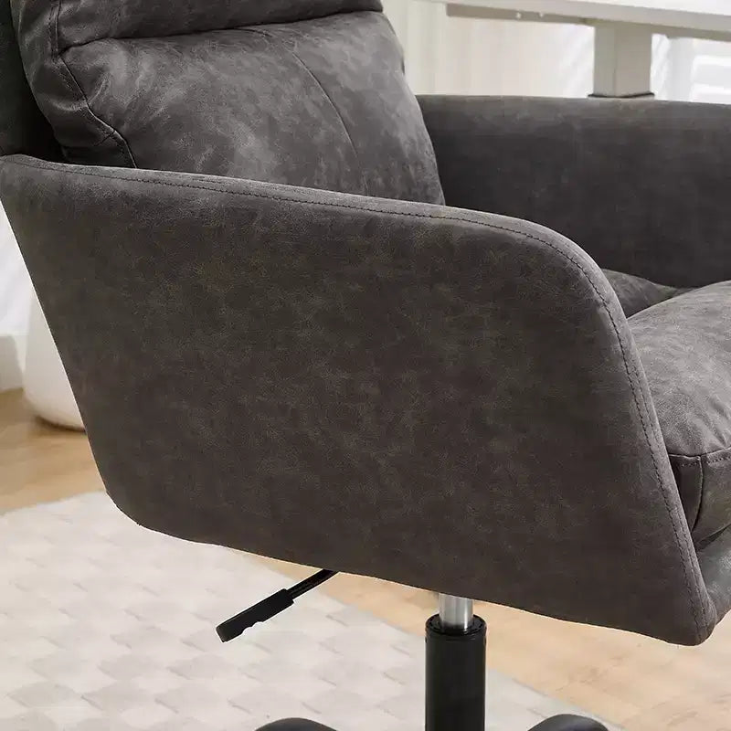 Silla de oficina de cuero sintético de primera calidad con ajuste de altura - Adecuada para usar en oficinas, dormitorios, tocadores y otros entornos interiores