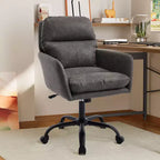 Silla de oficina de cuero sintético de primera calidad con ajuste de altura - Adecuada para usar en oficinas, dormitorios, tocadores y otros entornos interiores