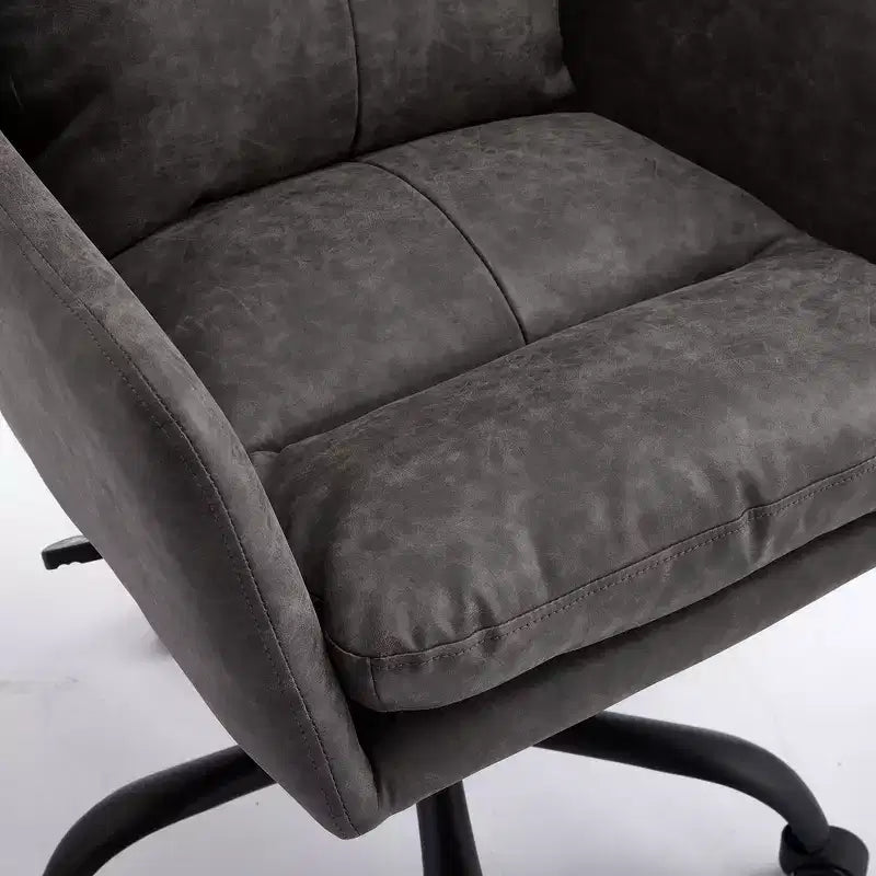 Silla de oficina de cuero sintético de primera calidad con ajuste de altura - Adecuada para usar en oficinas, dormitorios, tocadores y otros entornos interiores