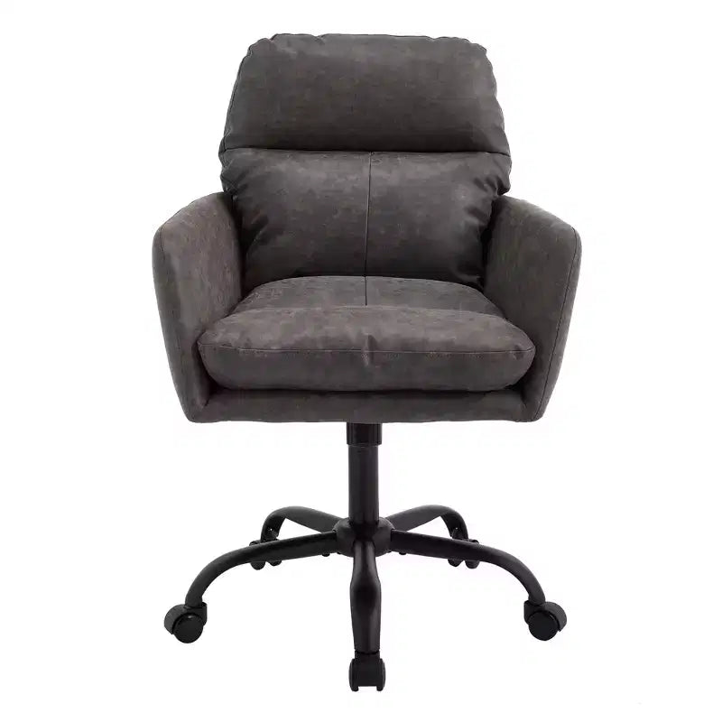 Silla de oficina de cuero sintético de primera calidad con ajuste de altura - Adecuada para usar en oficinas, dormitorios, tocadores y otros entornos interiores
