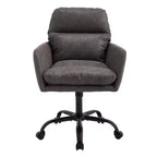 Silla de oficina de cuero sintético de primera calidad con ajuste de altura - Adecuada para usar en oficinas, dormitorios, tocadores y otros entornos interiores