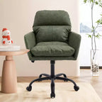 Silla de oficina de cuero sintético de primera calidad con ajuste de altura - Adecuada para usar en oficinas, dormitorios, tocadores y otros entornos interiores