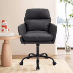 Silla de oficina de cuero sintético de primera calidad con ajuste de altura - Adecuada para usar en oficinas, dormitorios, tocadores y otros entornos interiores