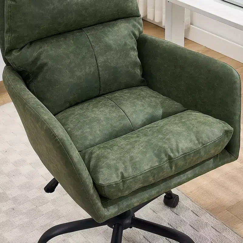 Silla de oficina de cuero sintético de primera calidad con ajuste de altura - Adecuada para usar en oficinas, dormitorios, tocadores y otros entornos interiores