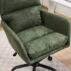 Silla de oficina de cuero sintético de primera calidad con ajuste de altura - Adecuada para usar en oficinas, dormitorios, tocadores y otros entornos interiores