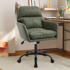 Silla de oficina de cuero sintético de primera calidad con ajuste de altura - Adecuada para usar en oficinas, dormitorios, tocadores y otros entornos interiores