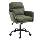 Silla de oficina de cuero sintético de primera calidad con ajuste de altura - Adecuada para usar en oficinas, dormitorios, tocadores y otros entornos interiores